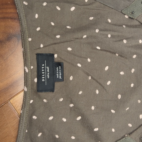 Deletta Anthropologie Womens Silk Green Polka Dot Scoop Embroidered Tank Top XS - Picture 2 of 7